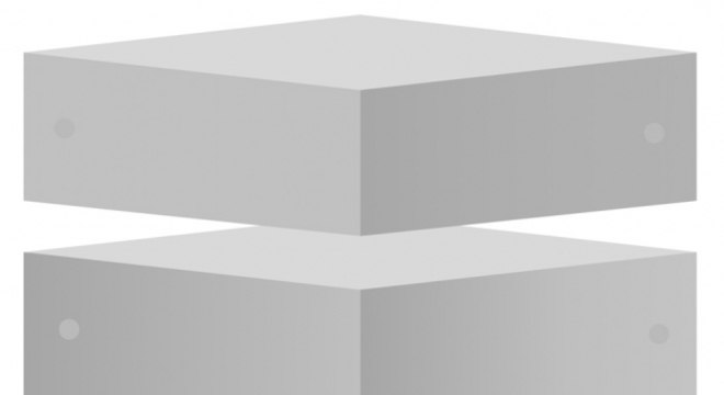 Neste segundo exemplo de contraste de brilho simultâneo, dois cubos parecem semelhantes, mas eles têm diferentes efeitos nos círculos que estão em suas faces. O cubo superior faz com que o círculo direito seja mais brilhante, enquanto o inferior faz com que o círculo esquerdo pareça mais brilhante