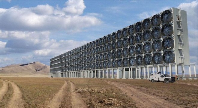 Ilustração da futura usina energética da empresa, que diz ter baixado os custos da extração de carbono do ar