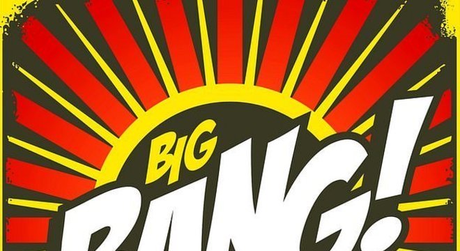 Ilustração das palavras Big Bang em estilo gibi