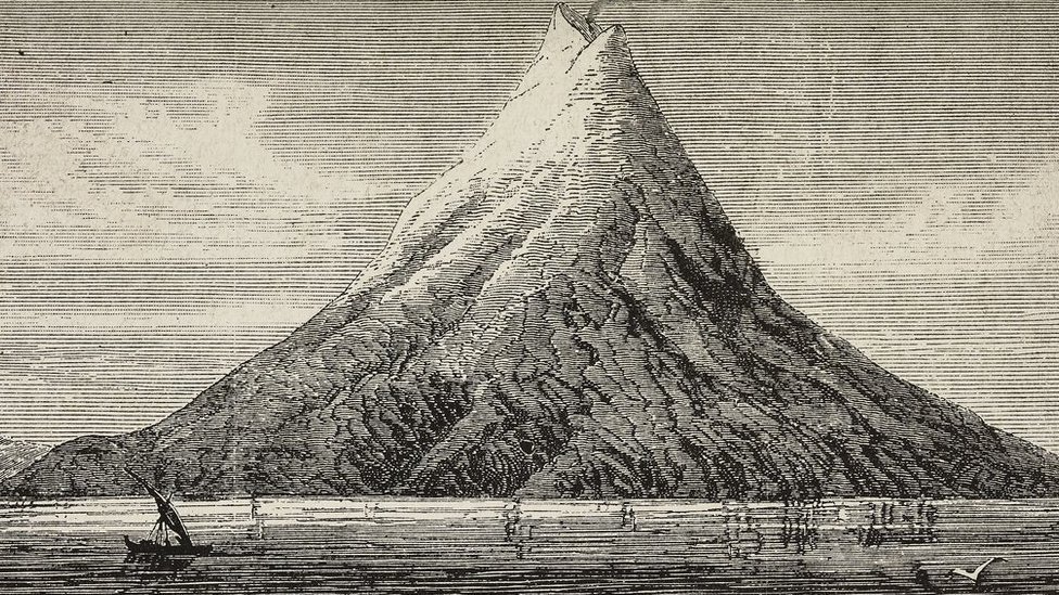  Ilustração do Krakatoa antes da erupção de 1883

