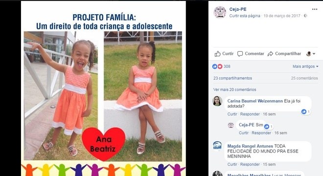 Ana Beatriz apresenta "sequelas" decorrentes de violência doméstica. Esperou adoção por cerca de dois anos, até seu sorriso conquistar uma família