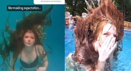 Molly Katherine durante a performance de sereia