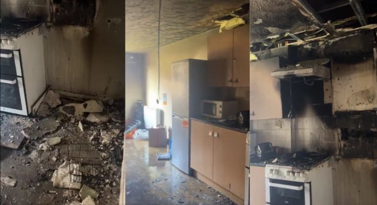 Apartamento ficou destruído após pegar fogo por causa de uma dica postada no TikTok
