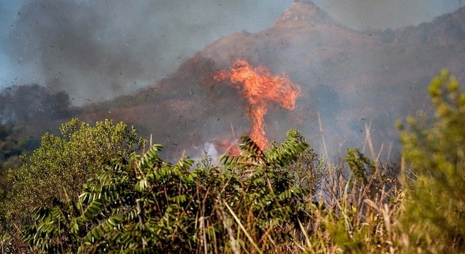 Incêndio atinge parte do Pico do Jaraguá nesta segunda-feira em São Paulo