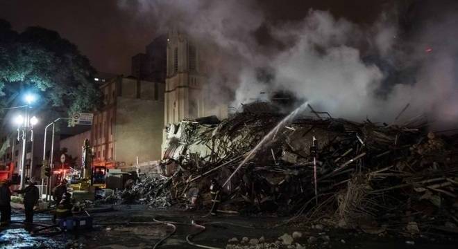 Escombros do edifício Wilton Paes de Almeida, no Largo do Paissandu em 2018