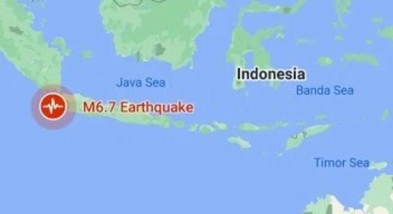 Terremoto registrado perto da ilha de Java, na Indonésia