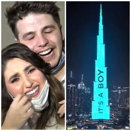 Em 2020, o casal de youtubers Anas e Asala Marwah usou o maior edifício do mundo, Burj Khalifa, em Dubai, para revelar o sexo do bebê. Eles estavam em uma varanda próxima ao arranha-céu e gravaram o show de luzes. O edifício estampou uma contagem regressiva e anunciou que o bebê que esperavam era um menino. O grandioso chá de revelação custou 90 mil dólares