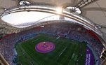 Vista aérea do estádio Khalifa International, palco de Inglaterra x Irã