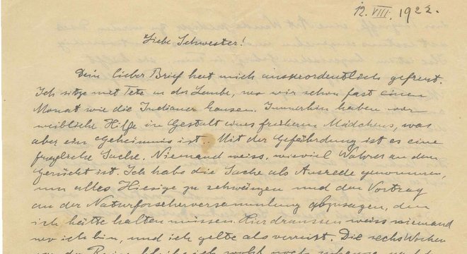 Início da carta manuscrita de Albert Einstein