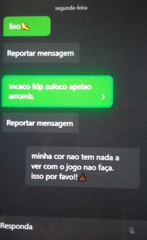 Ofensas enviadas a Jefferson por seu adversário no jogo
