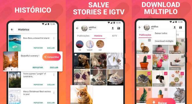 App Story Saver for Instagram permite baixar e repostar mídias de perfis da rede 