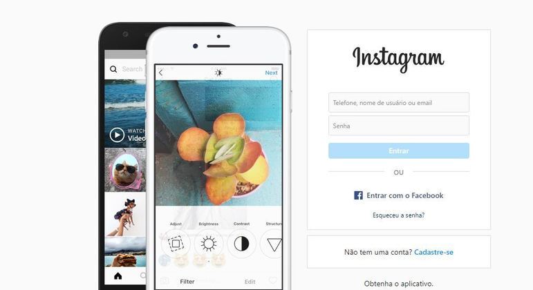 Página inicial do Instagram
