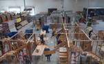 Um local de treinamento do NorCal Carpenters Union, onde os membros podem aprimorar habilidades tradicionais e aprender novas, como trabalhar com robótica, em Pleasanton, Califórnia