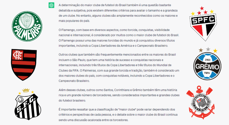 ChatGPT: inteligência artificial responde se o Palmeiras é campeão