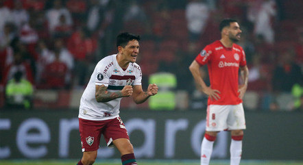 Germán Cano comemora o gol da classificação do Fluminense