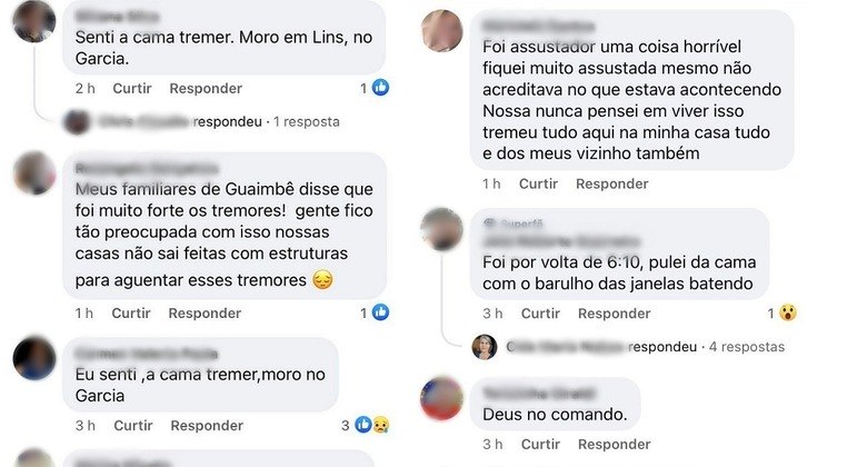 Internautas comentam sobre o tremor de terra no interior de SP