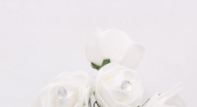 Invista em flores de EVA brancas com cabo fino verde