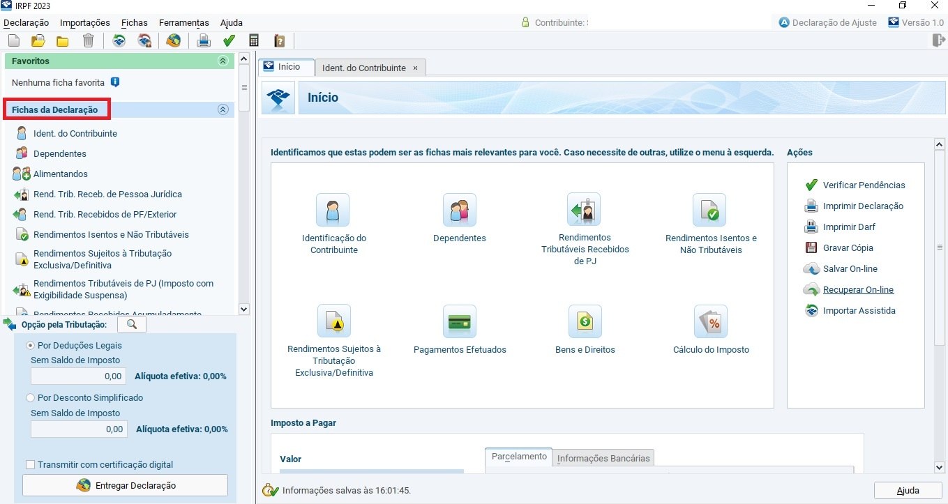 IR 2023, FICHAS DA DECLARAÇÃO