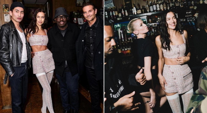 Irina Shayk e Bradley Cooper posaram com outros famosos em evento de moda

