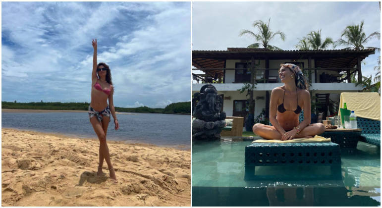 Isis Valverde está curtindo dias de sol em Caraíva, na Bahia. Nas redes sociais, a atriz tem postado cliques em praias paradísicasLeia também: Isis Valverde ama usar biquíni de cabeça para baixo; inspire-se nos looks de praia da atriz