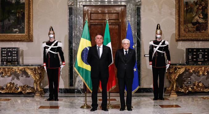 Bolsonaro  e o presidente da Itália, Sergio Matarella