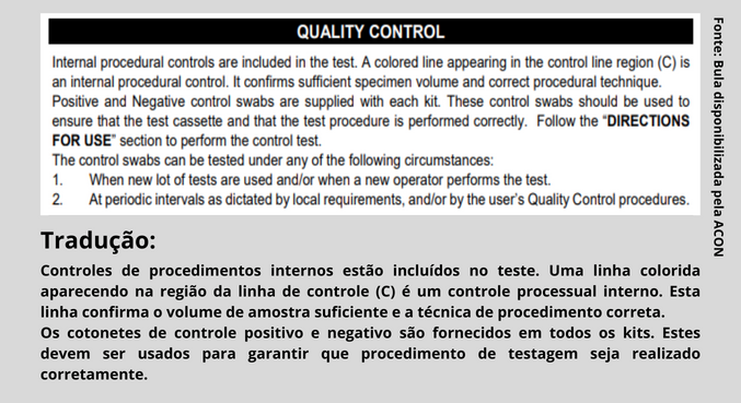 Itens de controle são enviados em todos os kits de testagem rápida