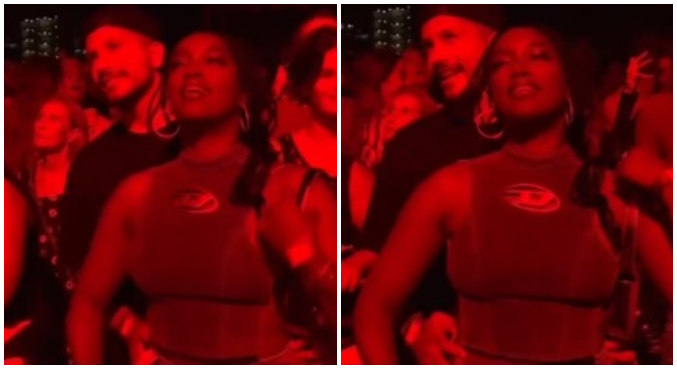 Iza apareceu em clima de romance com o namorado em show