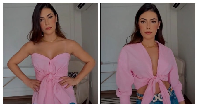 Jade ensinou truque para usar camisa de 4 formas diferentes