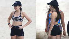 Jade Picon usa look de R$ 300 para ir à praia com amigos no Rio