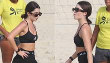 Jade Picon usa look de cerca de R$ 4,4 mil para jogar futevôlei em praia no Rio