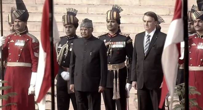 Presidente da Índia, Ram Nath Kovind, ao lado do presidente Jair Bolsonaro