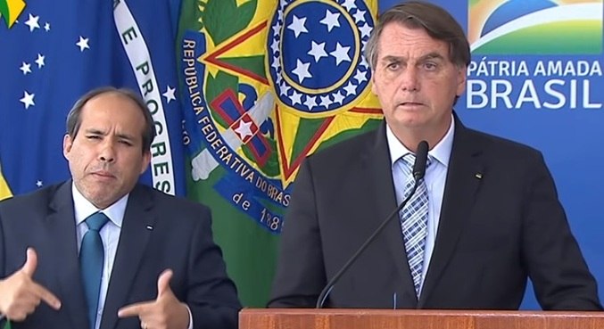 O presidente Jair Bolsonaro, durante cerimônia no Palácio do Planalto