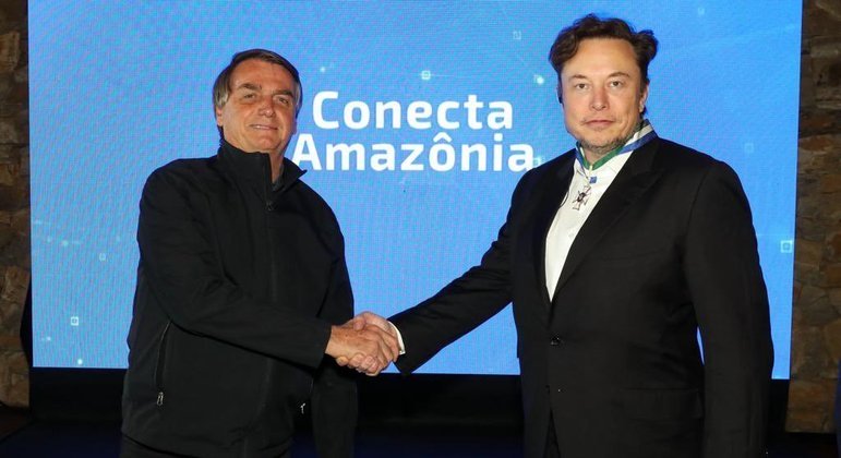 O presidente Jair Bolsonaro e o empresário Elon Musk