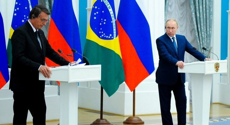Bolsonaro e Putin, que se encontraram na semana passada
