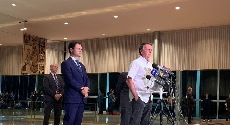 Jair Bolsonaro em pronunciamento no Palácio da Alvorada, em Brasília