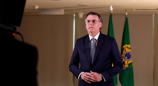 Presidência da República Bolsonaro gravando o pronunciamento que foi ao ar na noite desta sexta-feira (23) 