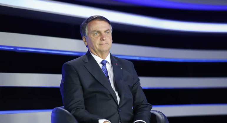 O presidente Jair Bolsonaro durante sabatina na Record TV
