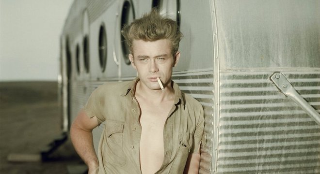 James Dean durante as filmagens de Giant
