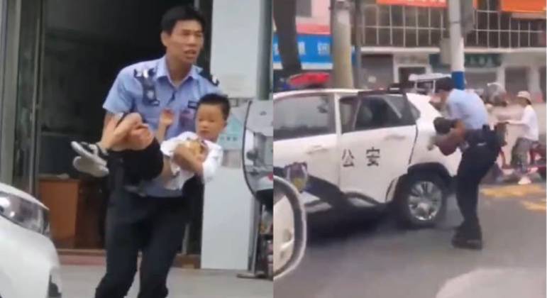 Policial resgata criança de  jardim de infância após ataque com faca no local, na China