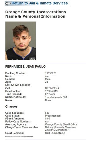 O registro da prisão de Jean