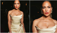 Jennifer Lopez usa look dourado e cheio de marcas de luxo de mais de R$ 103 mil em festa