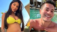 Grávida, Jheny Santucci curte dia de piscina com o ex Arthur Aguiar e confunde fãs 
