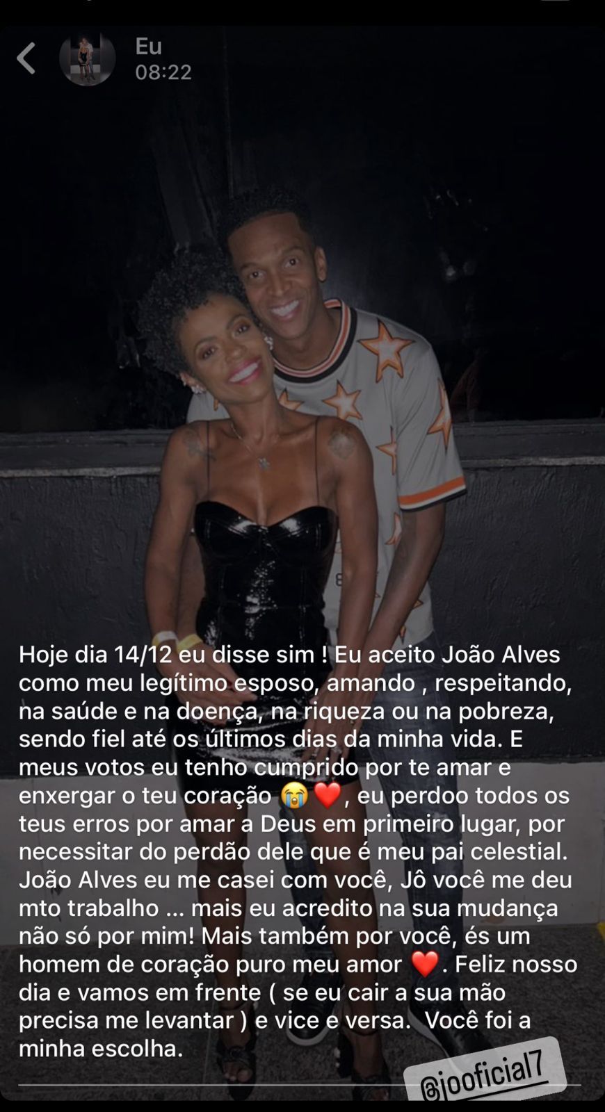 Declaração de amor de Claudia Santos para Jô
