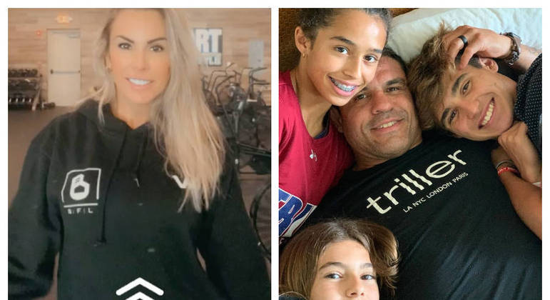 Joana Prado e Vitor Belfort com os filhos: Davi, Vitória e Kyara