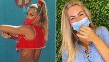 De máscara, Joana Prado se diverte ao relembrar a Feiticeira
