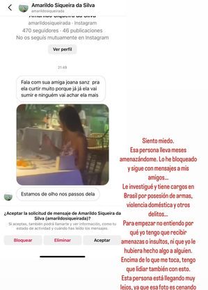 Joana divulgou print das ameaças que tem recebido