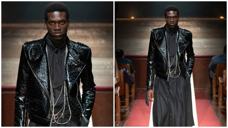 A ousadia e irreverência do designer nos presenteou com combinações fora do óbvio. A moda western casou com a elegância de saias longas rodadas e estruturadas, e o romantismo da renda foi tomado pela sensualidade da transparência e dos recortes bem estruturados em casacos e blazers. E peças tradicionalmente femininas ganharam um novo lugar