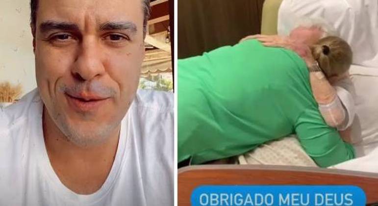 Ator mostrou o reencontro da mãe com o pai após 38 dias de internação