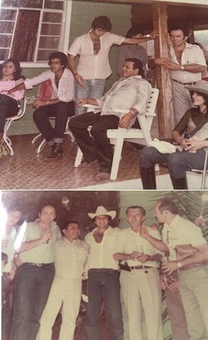 Joaquinzinho da Mota (na foto de cima, ao centro, sentado na cadeira branca; e o segundo da esquerda para a direita na foto debaixo) recebeu mais de 2.700 hectares de terras da ditadura paraguaia, segundo a Comissão da Verdade (Reprodução)