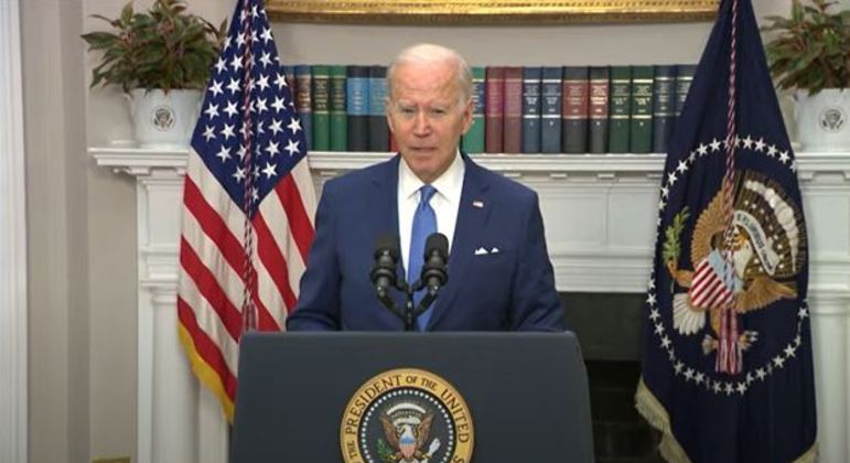 Presidente dos Estados Unidos, Joe Biden, em pronunciamento sobre a guerra na Ucrânia